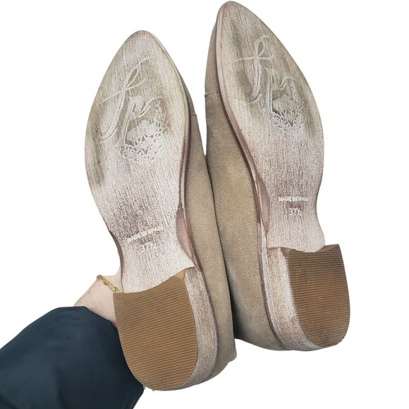 Free People Royale Flat Ankle Bootie D'Orsay Cut Out Shootie Suede Leather 37.5 - Picture 7 of 11
